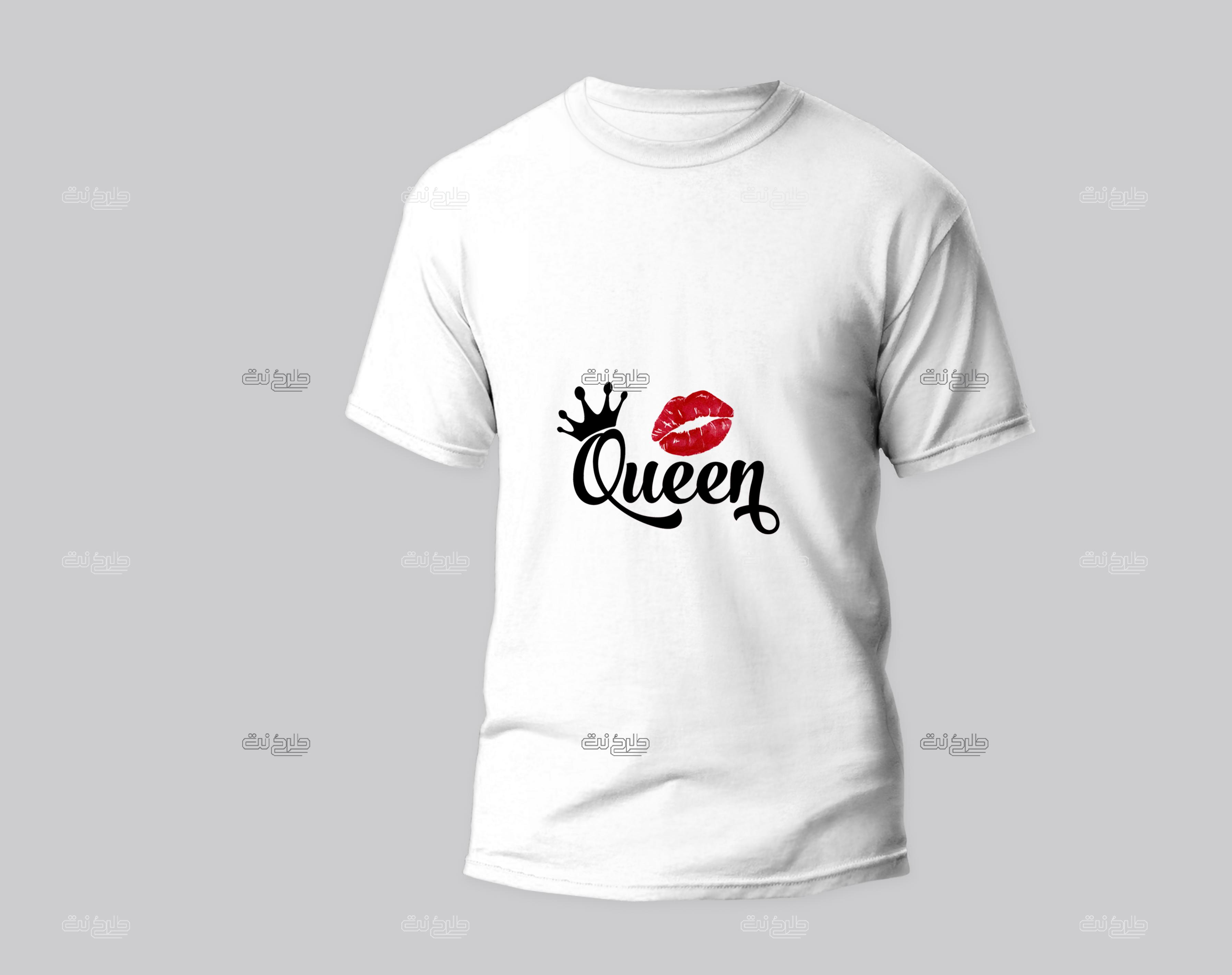 دانلود طرح لایه باز تیشرت لب و تاج با متن "Queen"