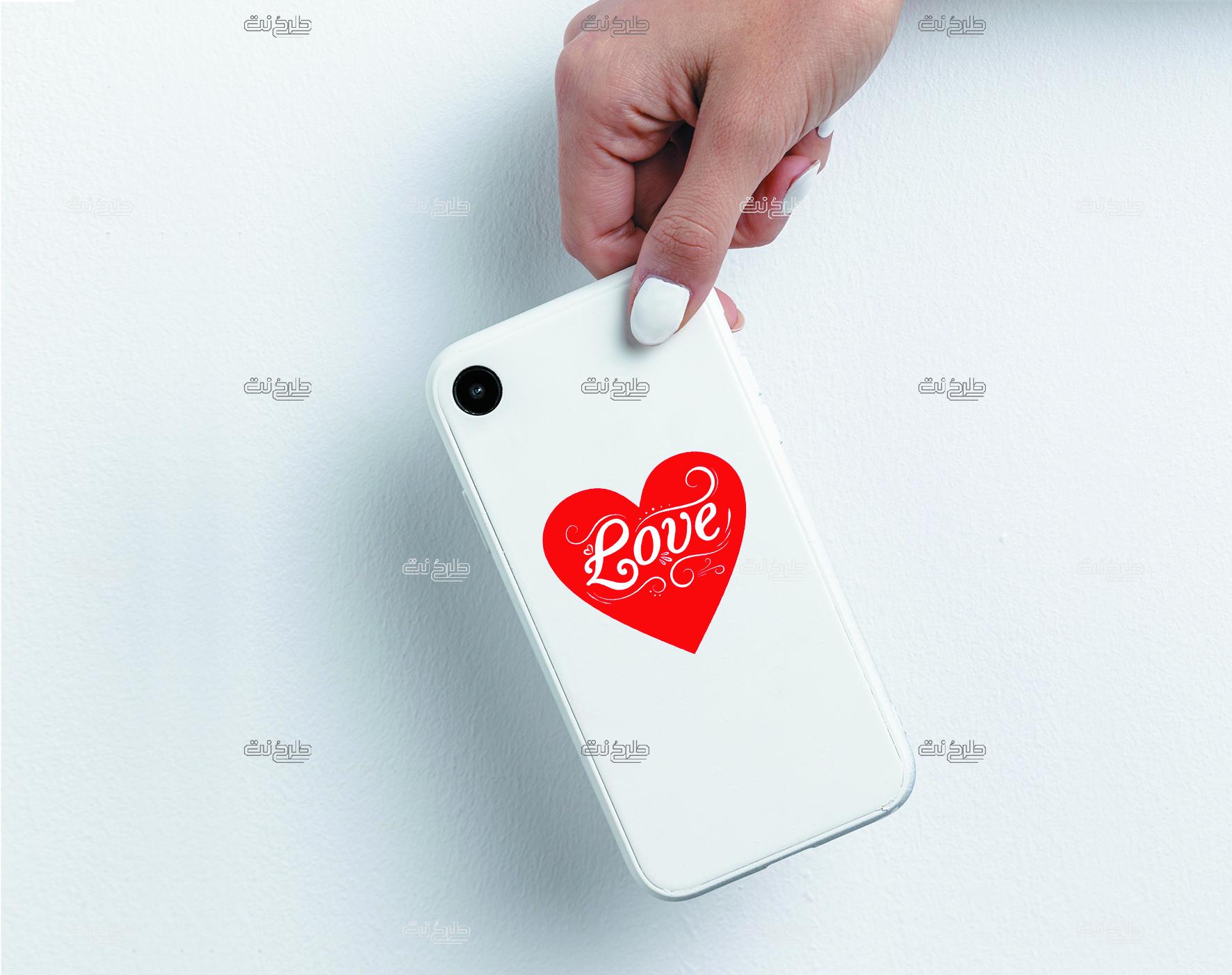 دانلود طرح لایه باز کاور موبایل عشق با متن LOVE