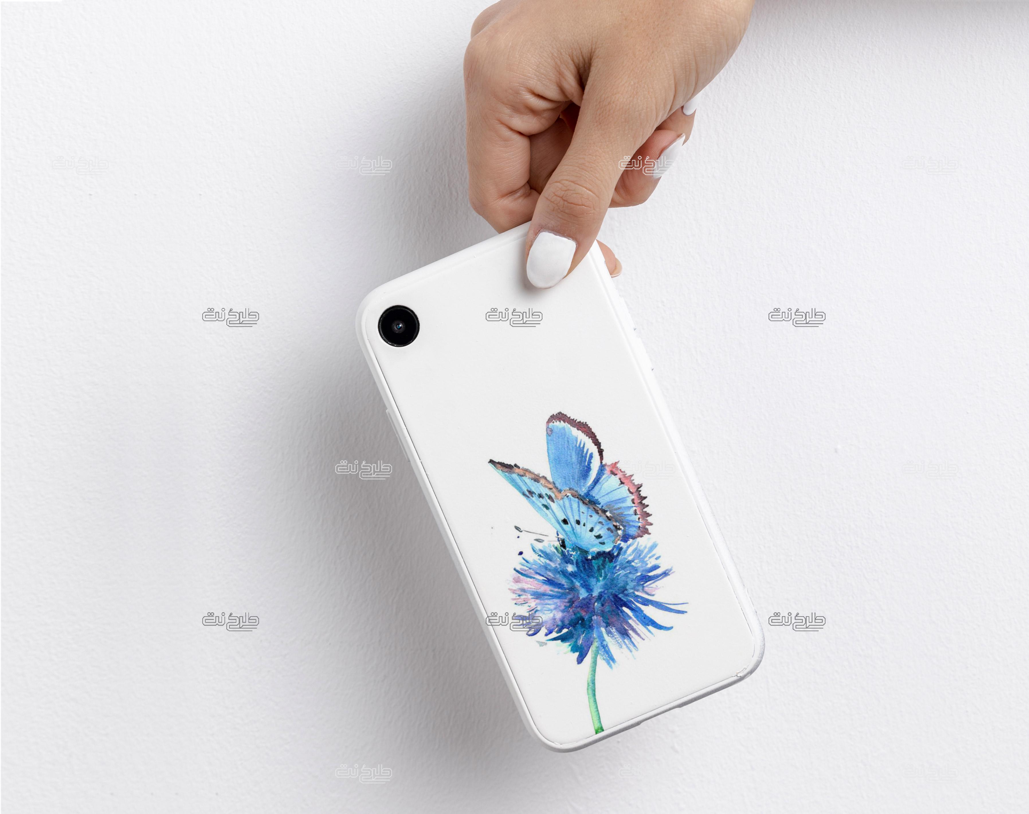 دانلود طرح لایه باز کاور موبایل با عکس پروانه آبی