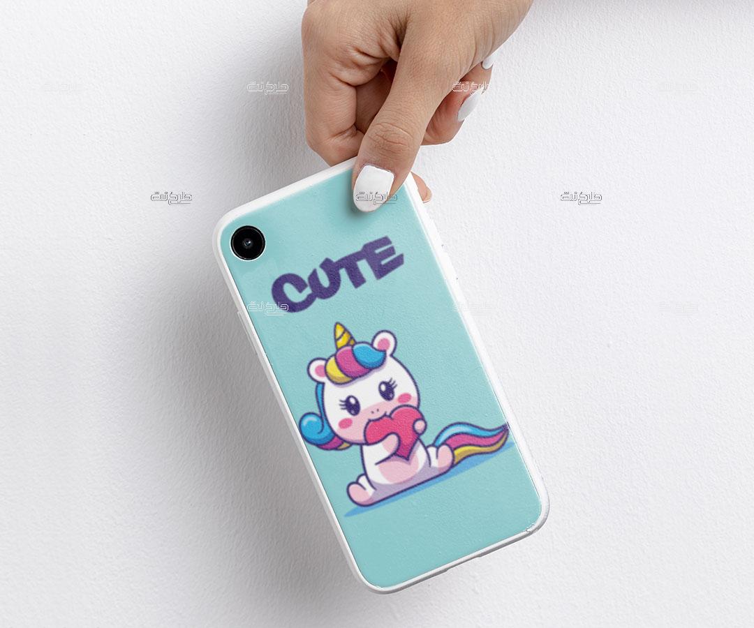 دانلود طرح لایه باز کاور موبایل عشق با متن "cute"