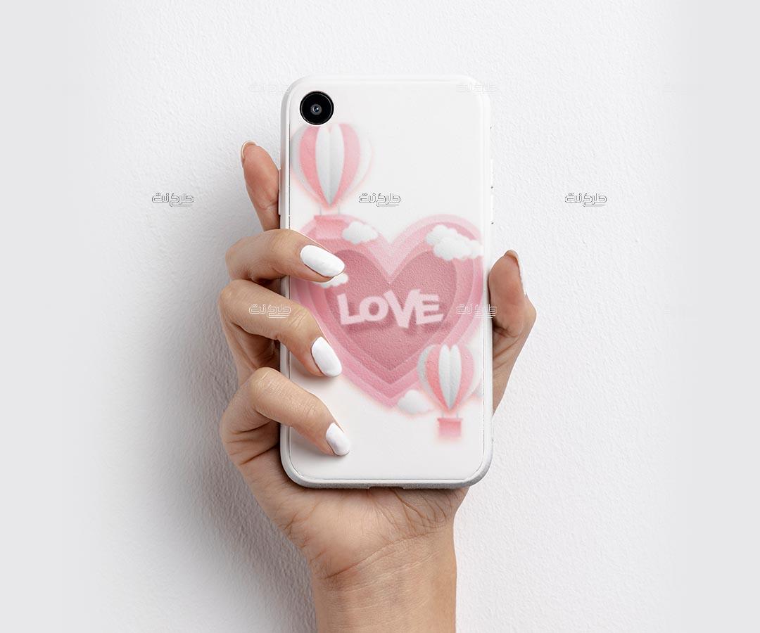 دانلود طرح لایه باز کاور موبایل عاشقانه با متن "LOVE"
